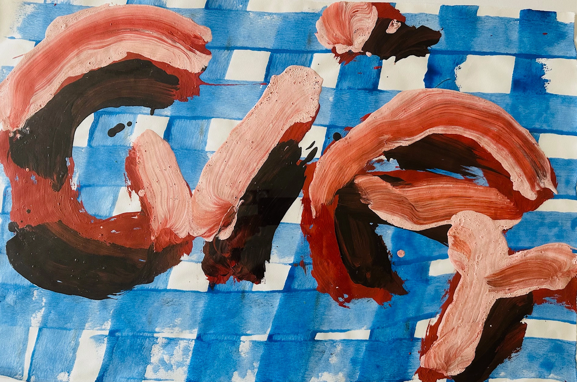 Dieter Krieg, Gier (blaue Serie), Acryl auf Papier, 2001