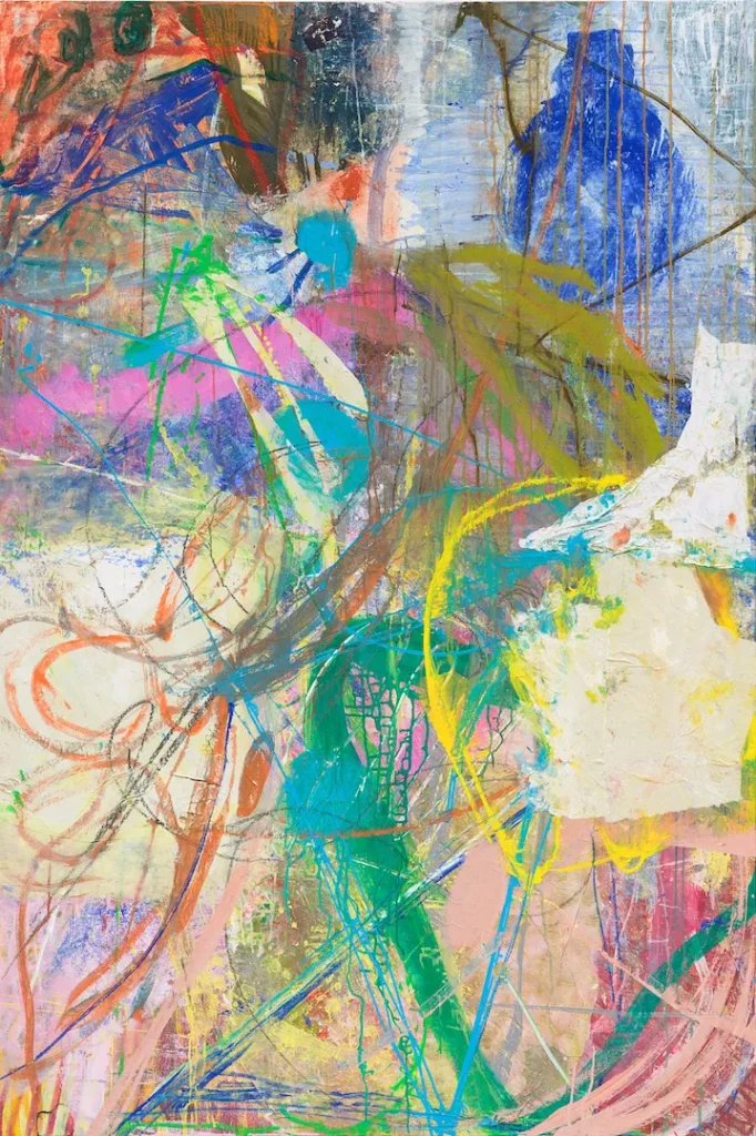 The In-Between, Gouache, Acryl und Seidenpapier auf Leinwand, 2025, courtesy the artist