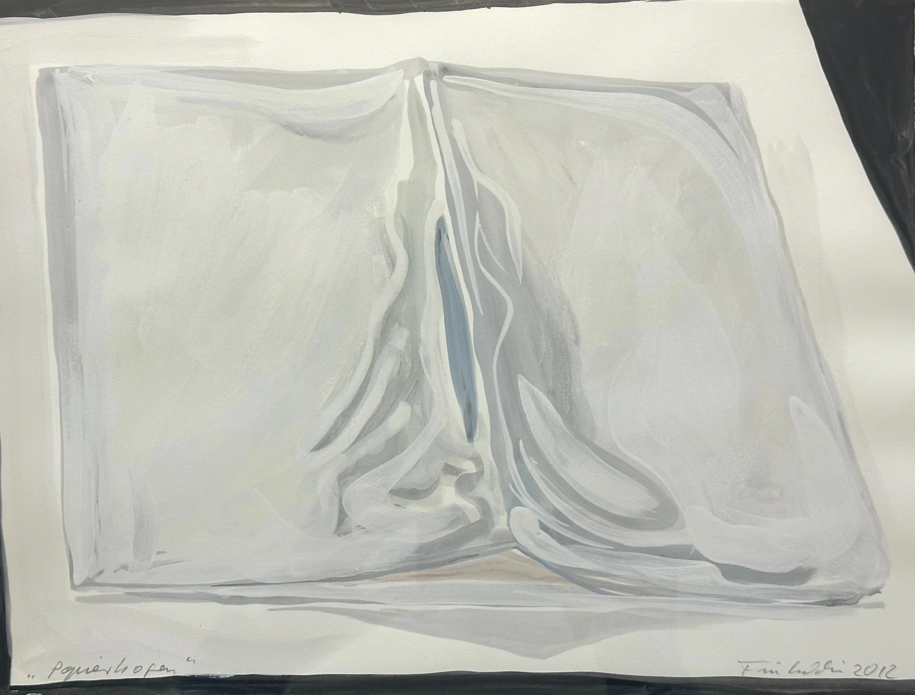 Anna Deller-Yee Lift your head, Oil, acrylic paint, gel medium, oil pastels and coloured pencil on cotton canvas and cotton poplin, 2025, 120×160 cm, courtesy the artist